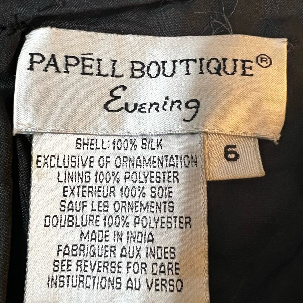 ✨Vintage Papell Boutique Silk Black Beaded Formal Maxi Dress Spaghetti Strap - Picture 7 of 7